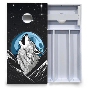 Wolf Howling at Moon Cornhole Boards - All Weather Series by Cornhole Solutions, custom cornhole board detail photo 4