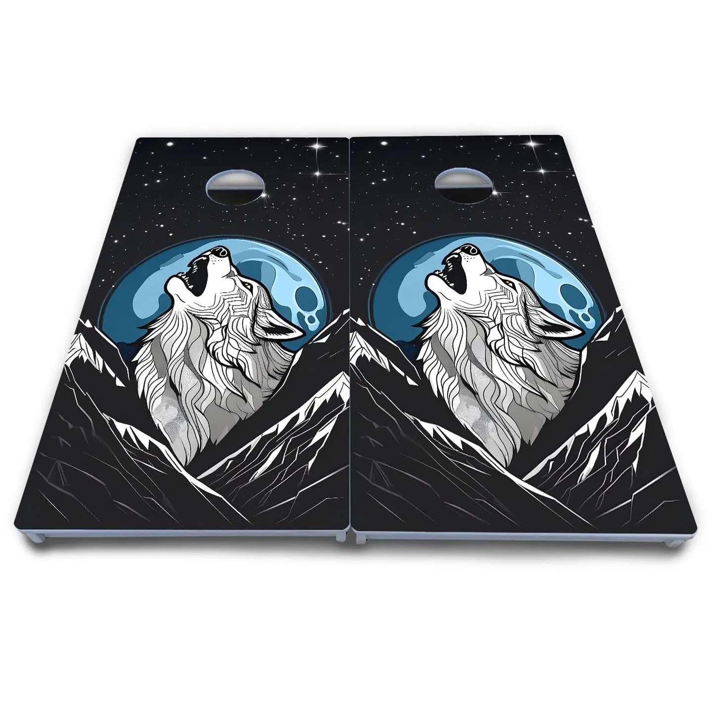 Wolf Howling at Moon Cornhole Boards - All Weather Series by Cornhole Solutions, custom cornhole board detail photo 5