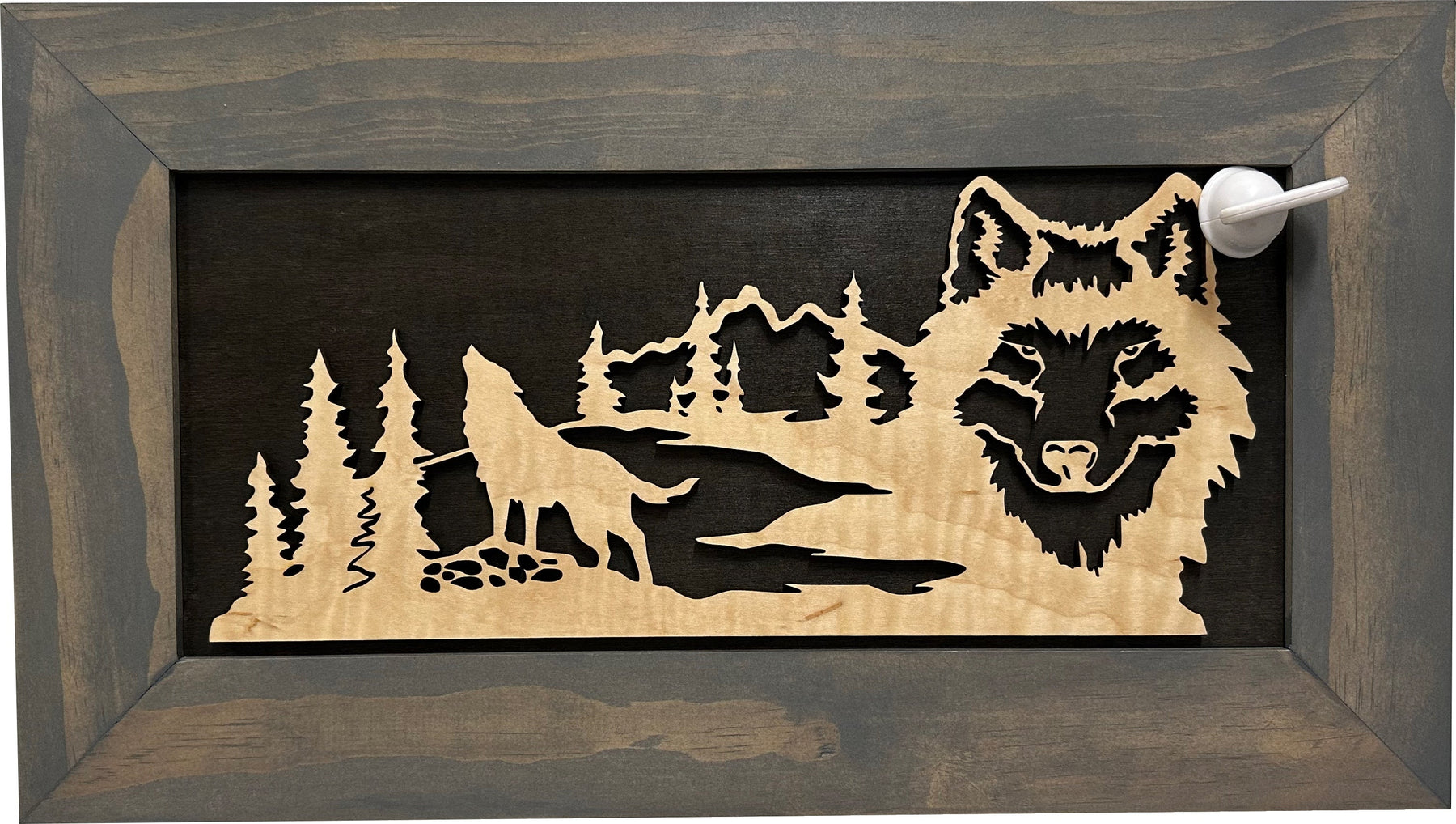 Wall-Mounted Gun Cabinet Wolf Scenery Wall Decoration - Gun Safe To Securely Store Your Gun In Plain Sight by Bellewood Designs, Southern home decor detail photo 3