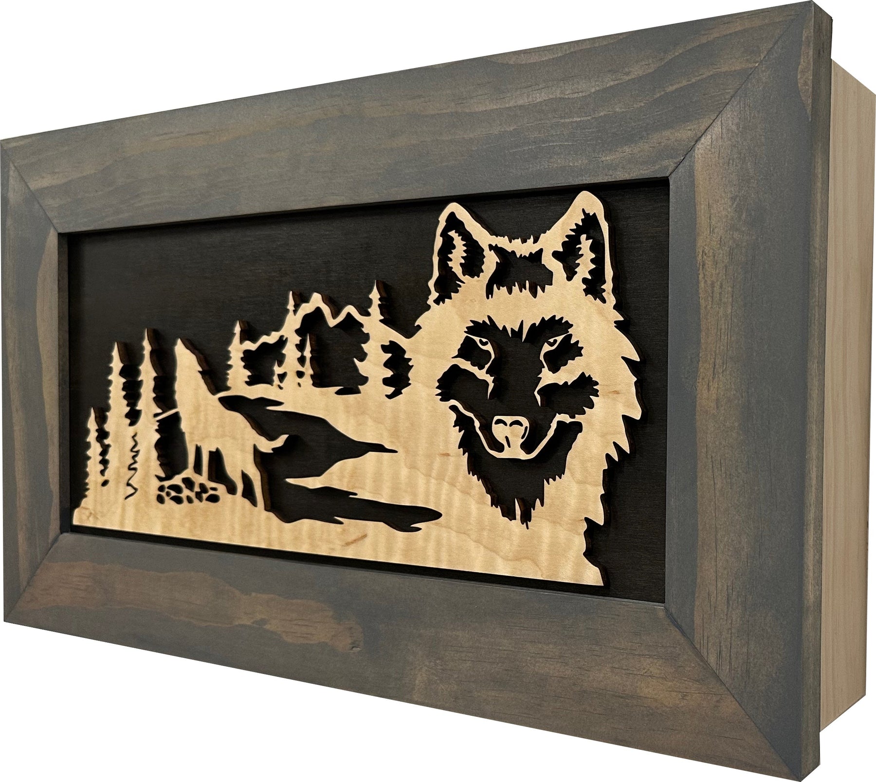 Wall-Mounted Gun Cabinet Wolf Scenery Wall Decoration - Gun Safe To Securely Store Your Gun In Plain Sight by Bellewood Designs, Southern home decor detail photo 8