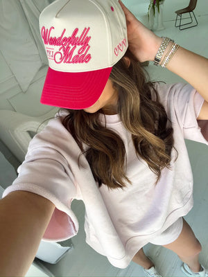 Wonderfully Made - Hot Pink Vintage Trucker Hat by KenzKustomz, Southern lifestyle apparel detail photo 13