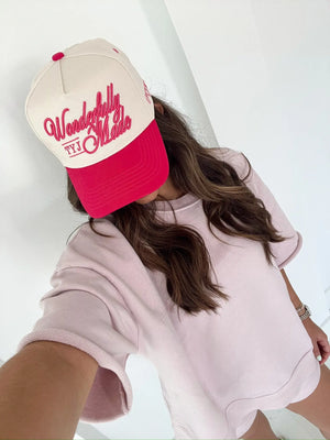 Wonderfully Made - Hot Pink Vintage Trucker Hat by KenzKustomz, Southern lifestyle apparel detail photo 14