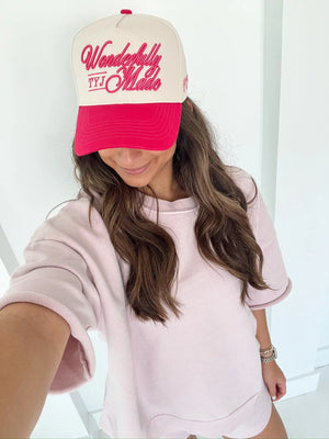 Wonderfully Made - Hot Pink Vintage Trucker Hat by KenzKustomz, Southern lifestyle apparel detail photo 15