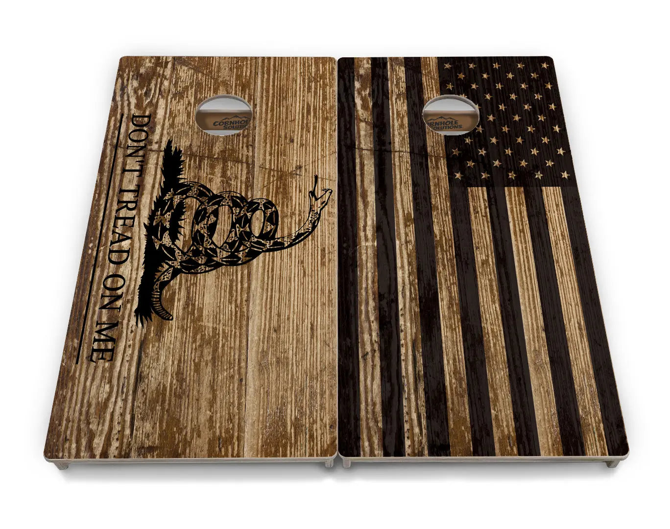 Wood DTOM & Flag Cornhole Boards - Professional Tournament Series by Cornhole Solutions, custom cornhole board main product photo