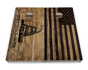 Wood DTOM & Flag Cornhole Boards - Professional Tournament Series by Cornhole Solutions, custom cornhole board main product photo