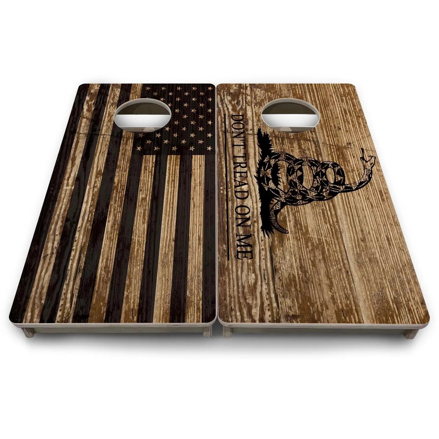 Wood DTOM & Wood Flag - Mini or Vacation Size Cornhole Boards by Cornhole Solutions, custom cornhole board detail photo 9