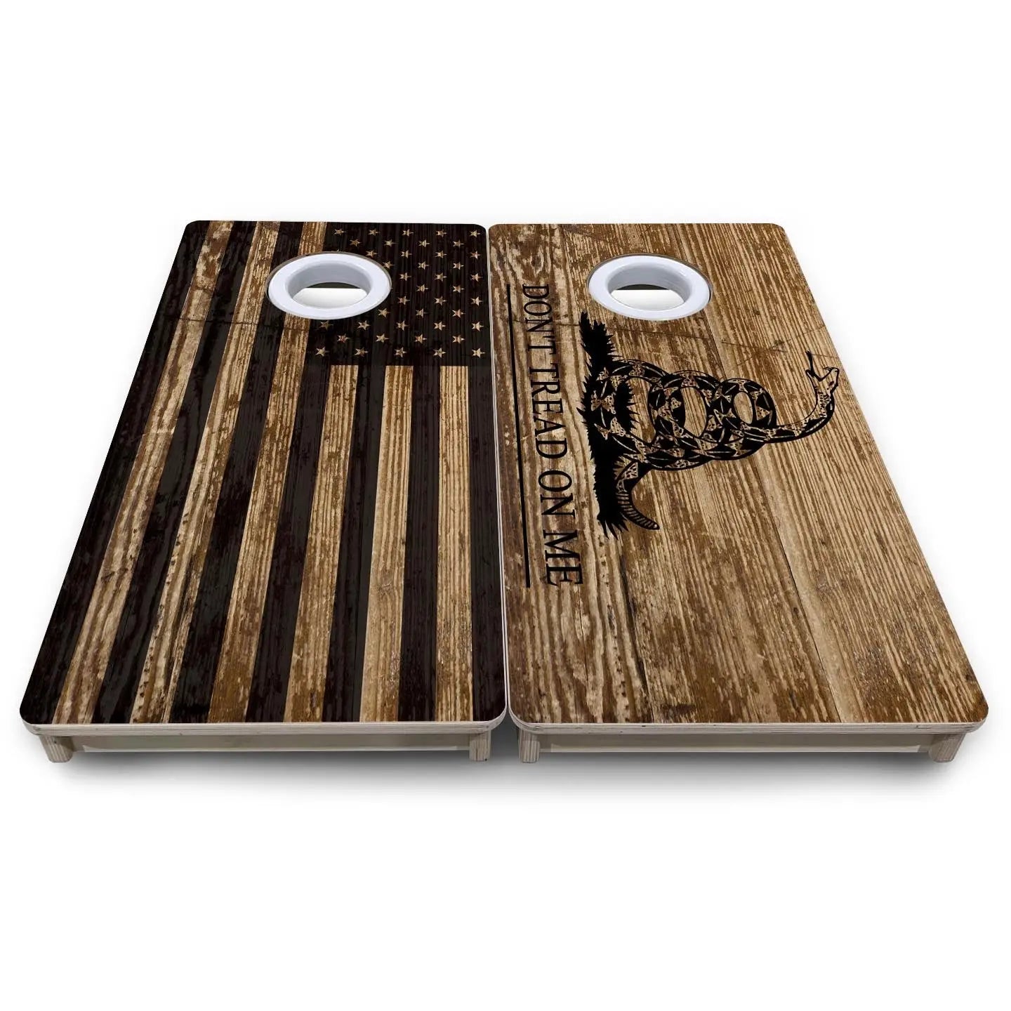 Wood DTOM & Wood Flag - Mini or Vacation Size Cornhole Boards by Cornhole Solutions, custom cornhole board detail photo 10