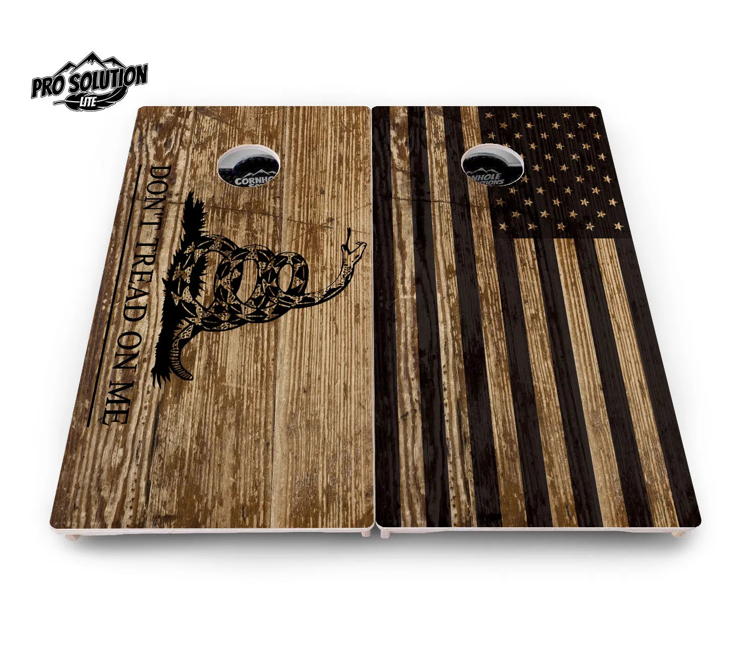 Wood Flag & DTOM Cornhole Boards - Pro Solution Lite Series by Cornhole Solutions, custom cornhole board detail photo 2