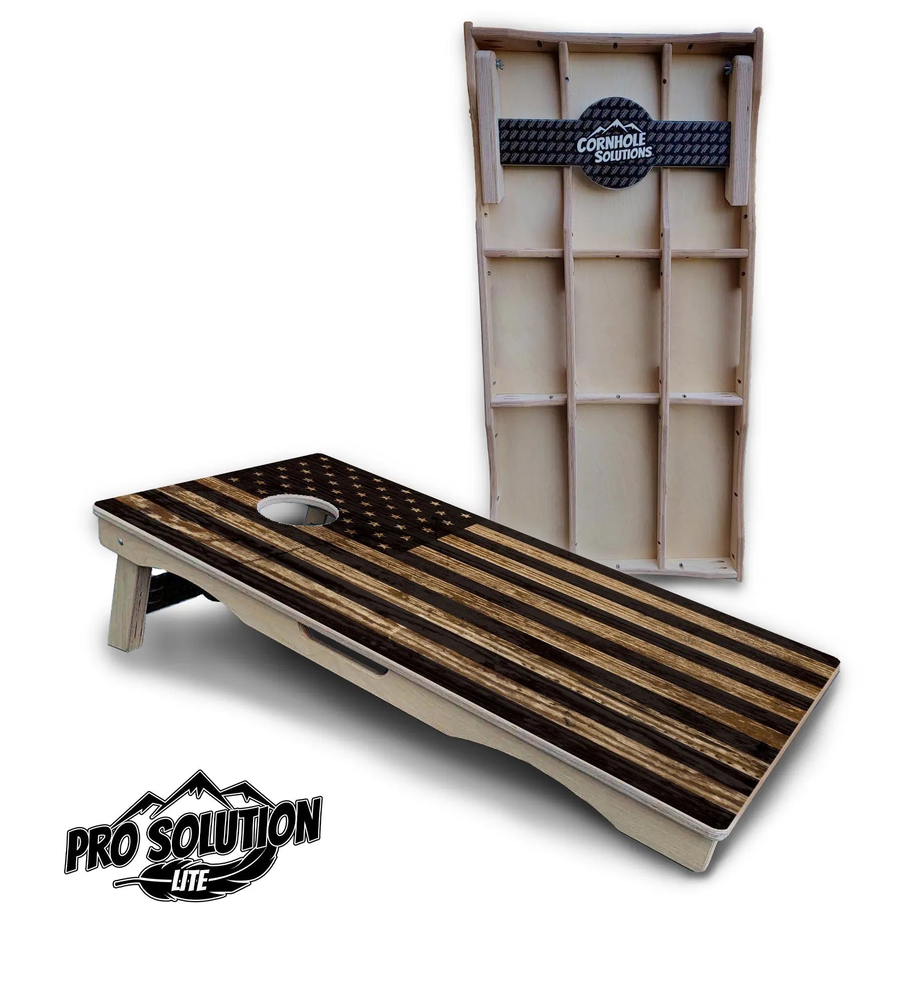 Wood Flag & DTOM Cornhole Boards - Pro Solution Lite Series by Cornhole Solutions, custom cornhole board detail photo 6