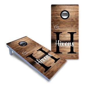 Wood Slat Name Cornhole Boards - All Weather Series by Cornhole Solutions, custom cornhole board detail photo 2