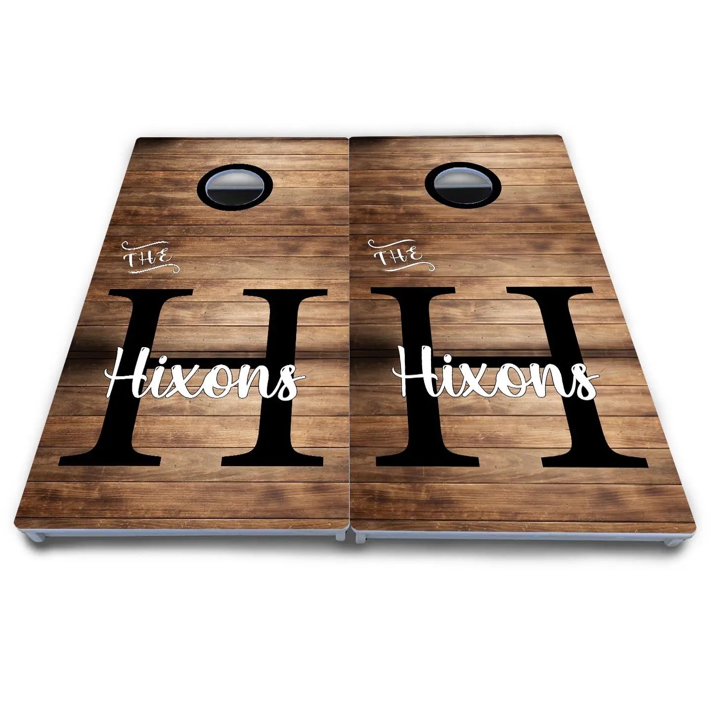 Wood Slat Name Cornhole Boards - All Weather Series by Cornhole Solutions, custom cornhole board detail photo 4