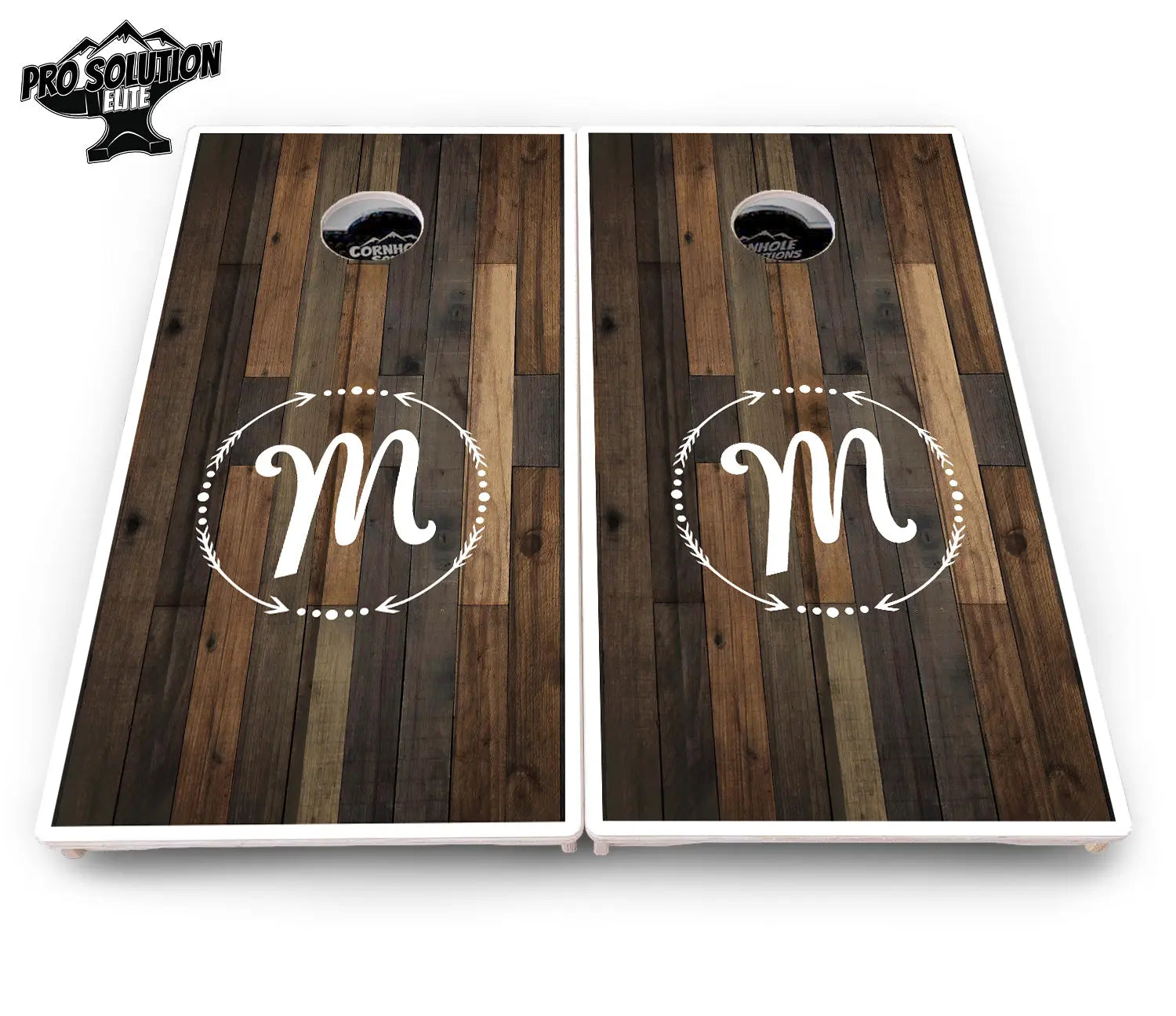 Wood Wreath Letter Cornhole Boards - Pro Solution Elite Series by Cornhole Solutions, custom cornhole board detail photo 2