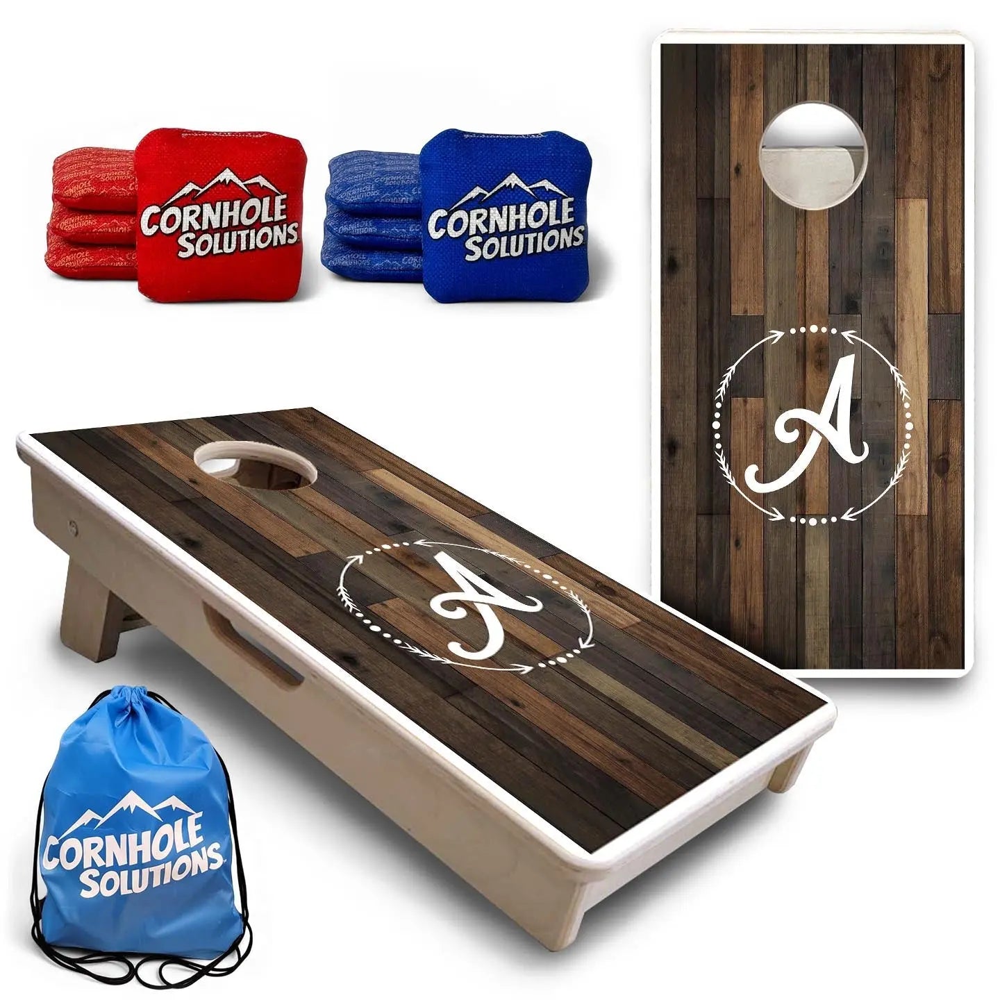 Wood Wreath Letter - Mini or Vacation Size Cornhole Boards by Cornhole Solutions, custom cornhole board main product photo