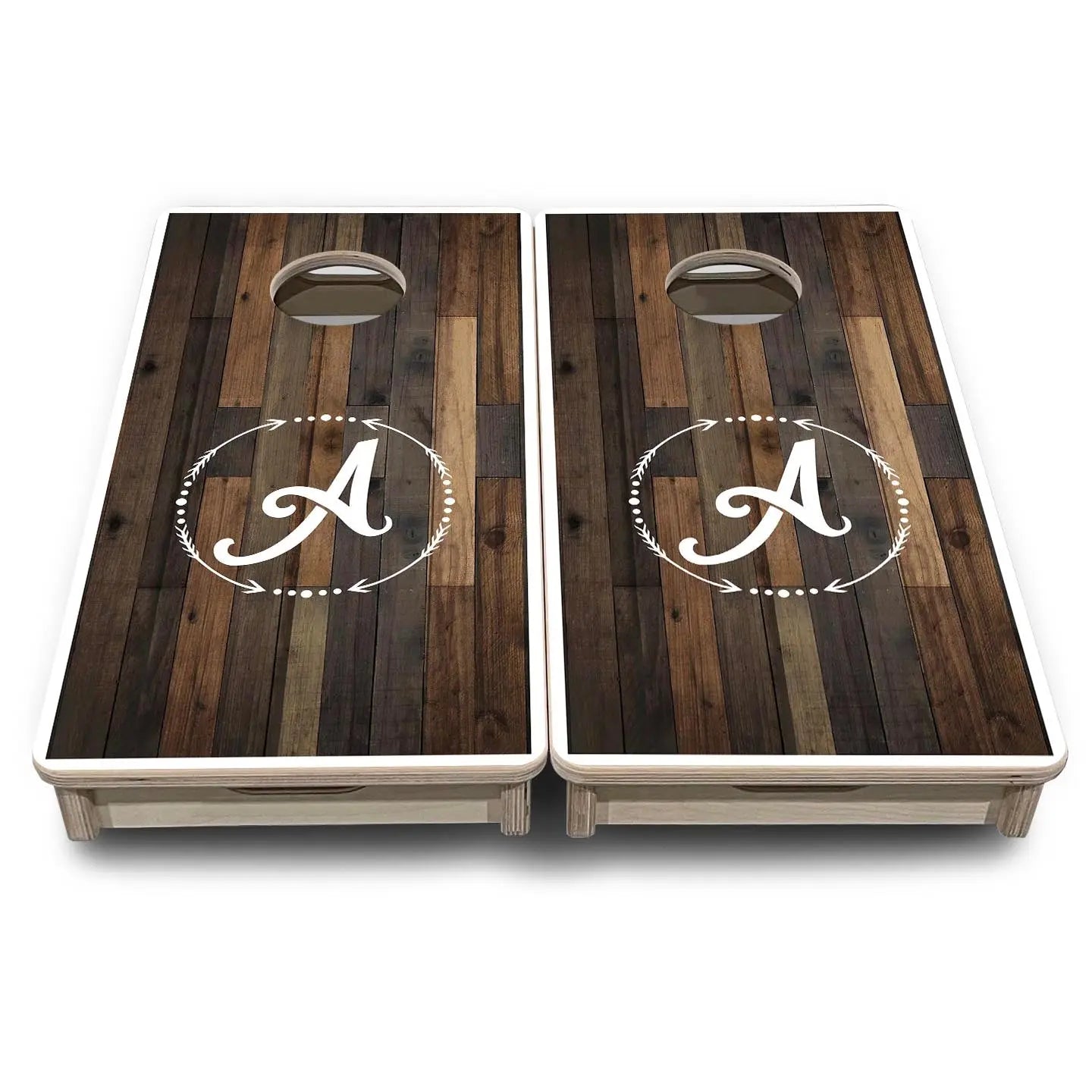 Wood Wreath Letter - Mini or Vacation Size Cornhole Boards by Cornhole Solutions, custom cornhole board detail photo 2
