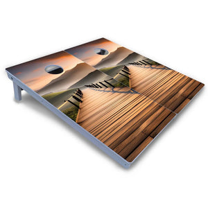 Wooden Bridge Cornhole Boards - All Weather Series by Cornhole Solutions, custom cornhole board detail photo 3