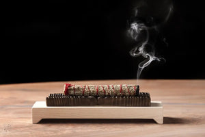 Wooden Incense Holder with Bronze Casting by Alabama Sawyer, Southern home decor detail photo 3