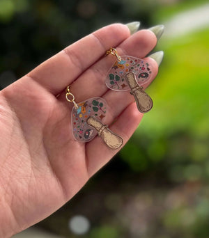 Wooden Toadstool Earrings | Cottagecore Mushroom Jewelry Gift by Mushroom Lady Co, handmade jewelry main product photo