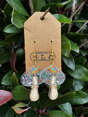 Wooden Toadstool Earrings | Cottagecore Mushroom Jewelry Gift by Mushroom Lady Co, handmade jewelry detail photo 2
