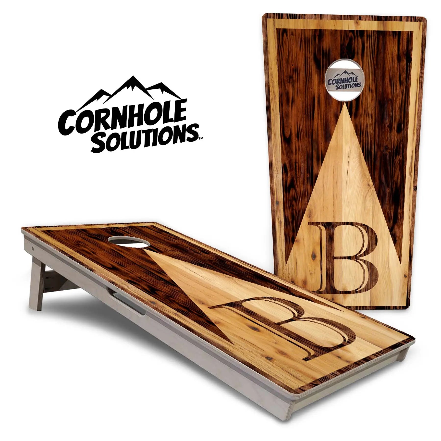 Wooden Triangle Letter Cornhole Boards - Professional Tournament Series by Cornhole Solutions, custom cornhole board main product photo