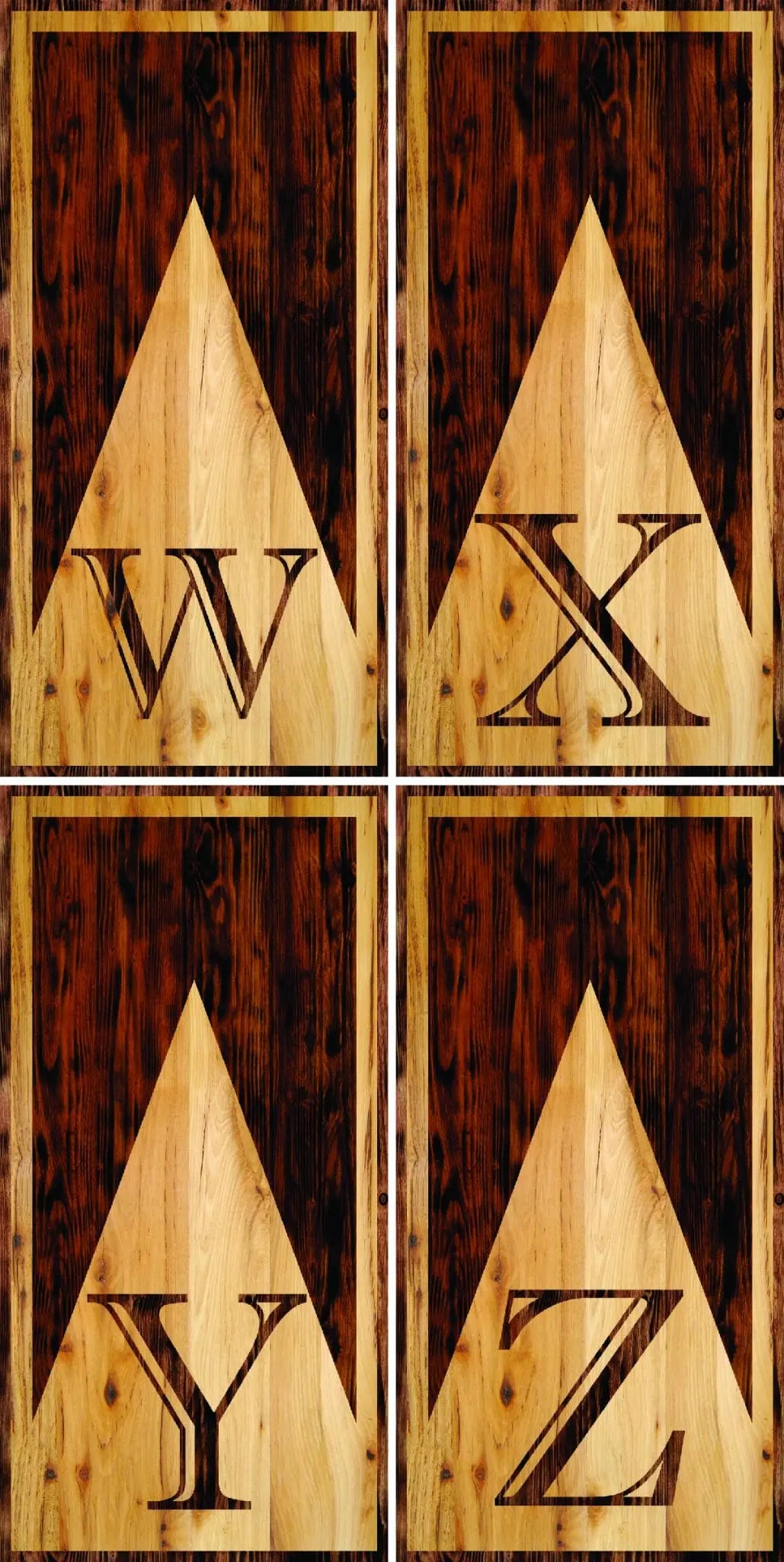 Wooden Triangle Letter Cornhole Boards - Professional Tournament Series by Cornhole Solutions, custom cornhole board detail photo 10