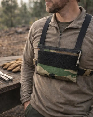 Woodland Minimalist Chest Rig by Recycled Firefighter, hunting & shooting protective gear detail photo 4
