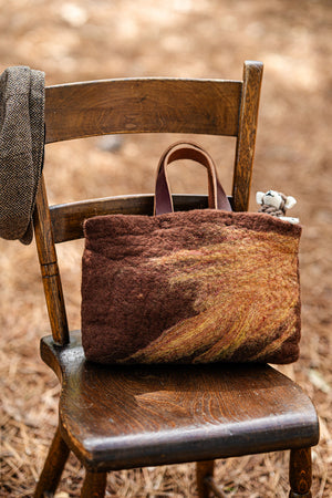 Rust and Natural Tan Classic Carryall handmade wool bag by Comfy Bear Home product image 2