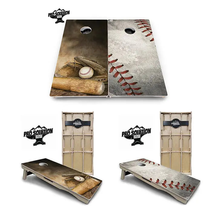 Worn Baseball & Glove Cornhole Boards - Pro Solution Elite Series by Cornhole Solutions, custom cornhole board main product photo
