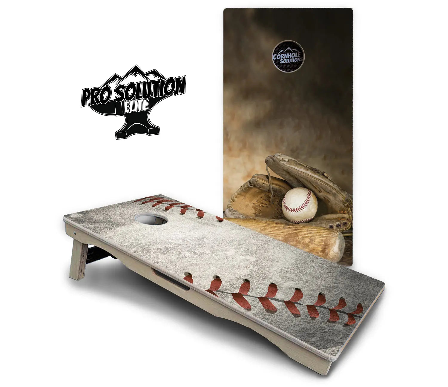 Worn Baseball & Glove Cornhole Boards - Pro Solution Elite Series by Cornhole Solutions, custom cornhole board detail photo 12