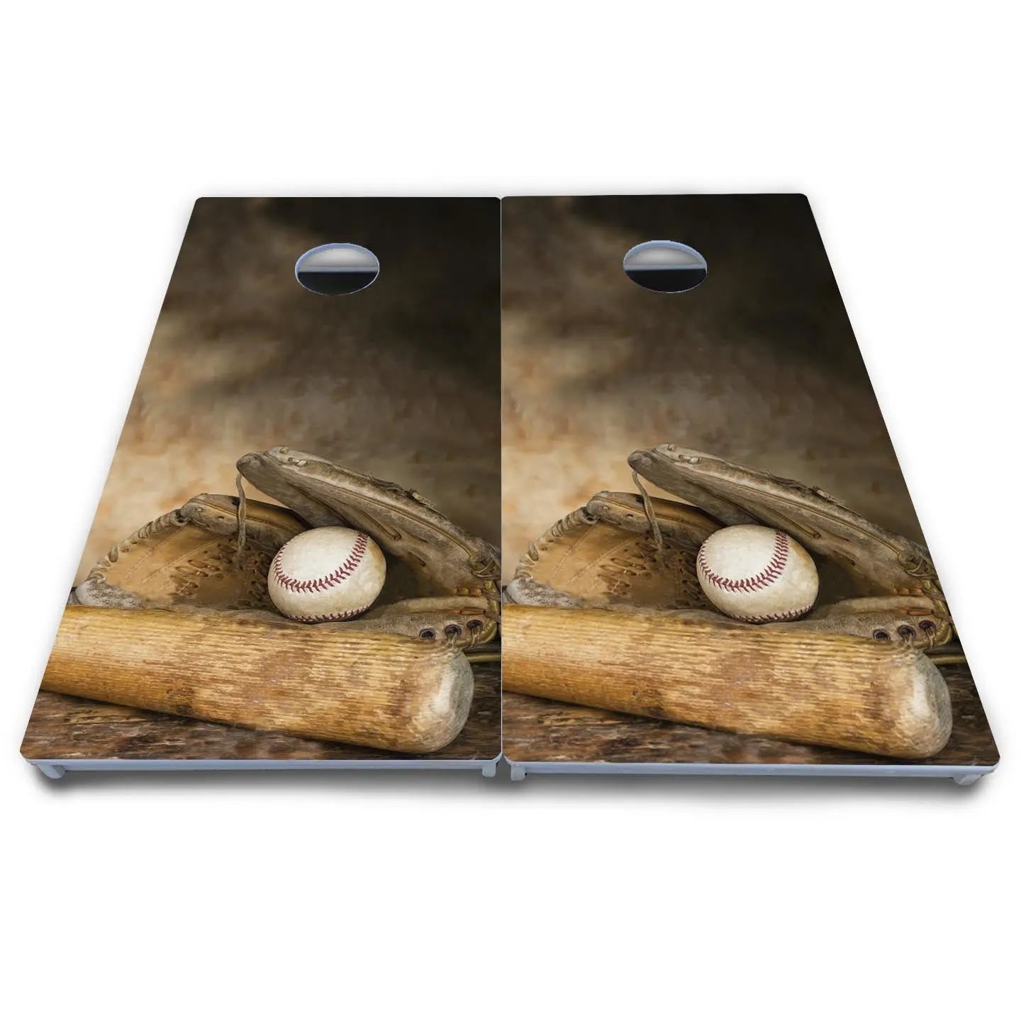 Worn Baseball & Glove Design Cornhole Boards - All Weather Series by Cornhole Solutions, Southern home decor detail photo 6
