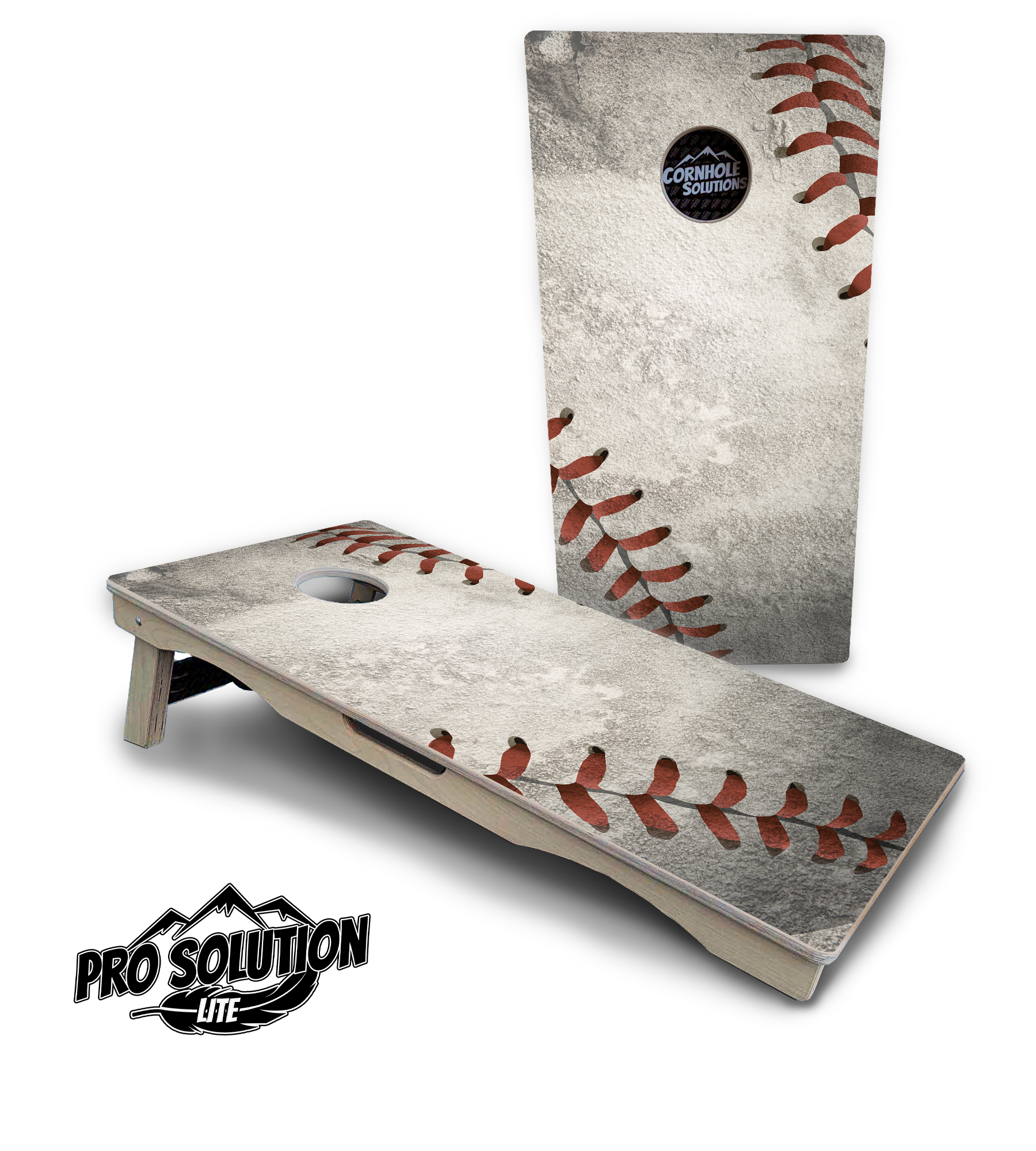 Worn Baseball Cornhole Boards - Pro Solution Lite Series by Cornhole Solutions, custom cornhole board main product photo
