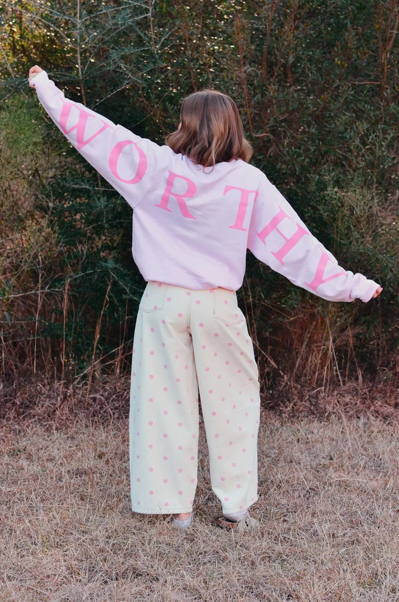 Worthy Light Pink Sweatshirt by Southern Bliss Company, Southern lifestyle apparel detail photo 9