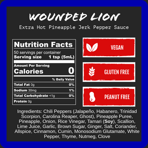 Wounded Lion - Extra Hot Pineapple Jerk (9oz) nutrition facts