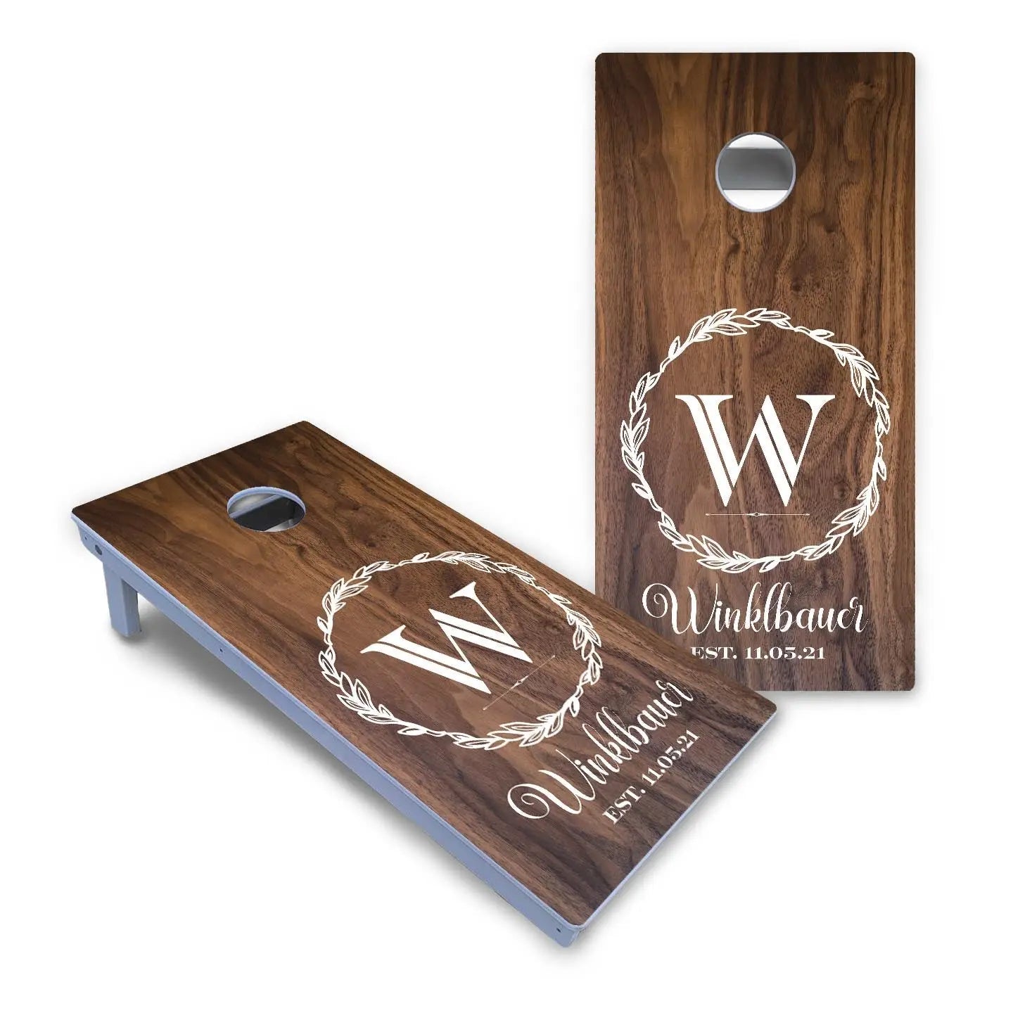 Wreath Cornhole Boards - All Weather Series by Cornhole Solutions, custom cornhole board detail photo 2