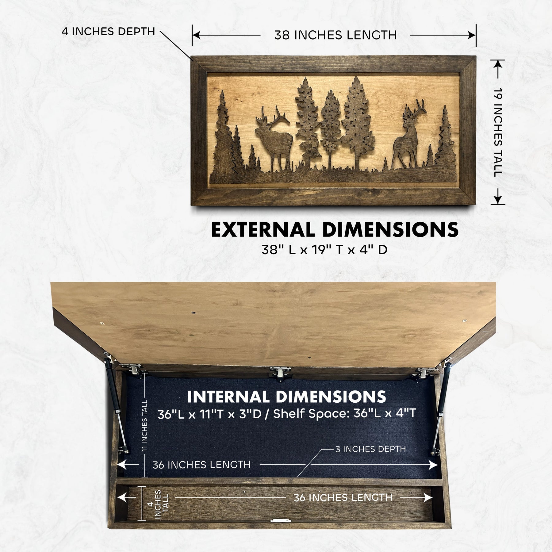 Deer and Elk Gun Concealment Furniture - Handcrafted Wooden Gun Cabinets - Gun Shelf Hidden Storage for Rifles, Shotguns, & Handguns - Quick Access Hi by Bellewood Designs