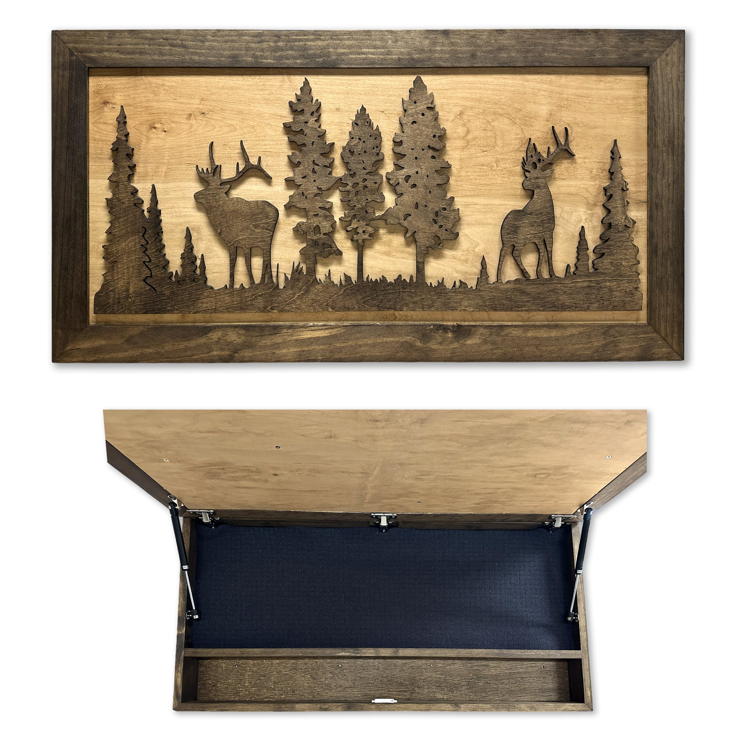 Deer and Elk Gun Concealment Furniture - Handcrafted Wooden Gun Cabinets - Gun Shelf Hidden Storage for Rifles, Shotguns, & Handguns - Quick Access Hi by Bellewood Designs