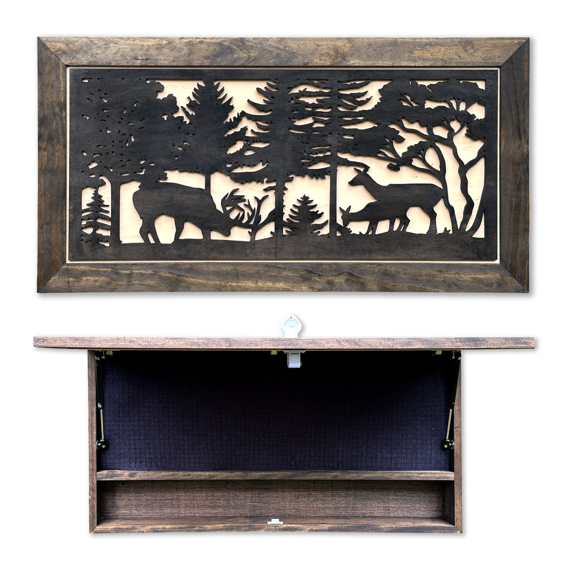 Deer Scene Gun Concealment Decor - Handcrafted Wooden Gun Cabinets - Gun Shelf Hidden Storage for Rifles, Shotguns, & Handguns - Quick Access Hidden W by Bellewood Designs