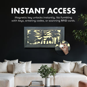 Horse Farm Wall Art Gun Concealment Furniture - Handcrafted Wooden Gun Cabinets - Gun Shelf Hidden Storage for Rifles, Shotguns, & Handguns - Quick Ac by Bellewood Designs