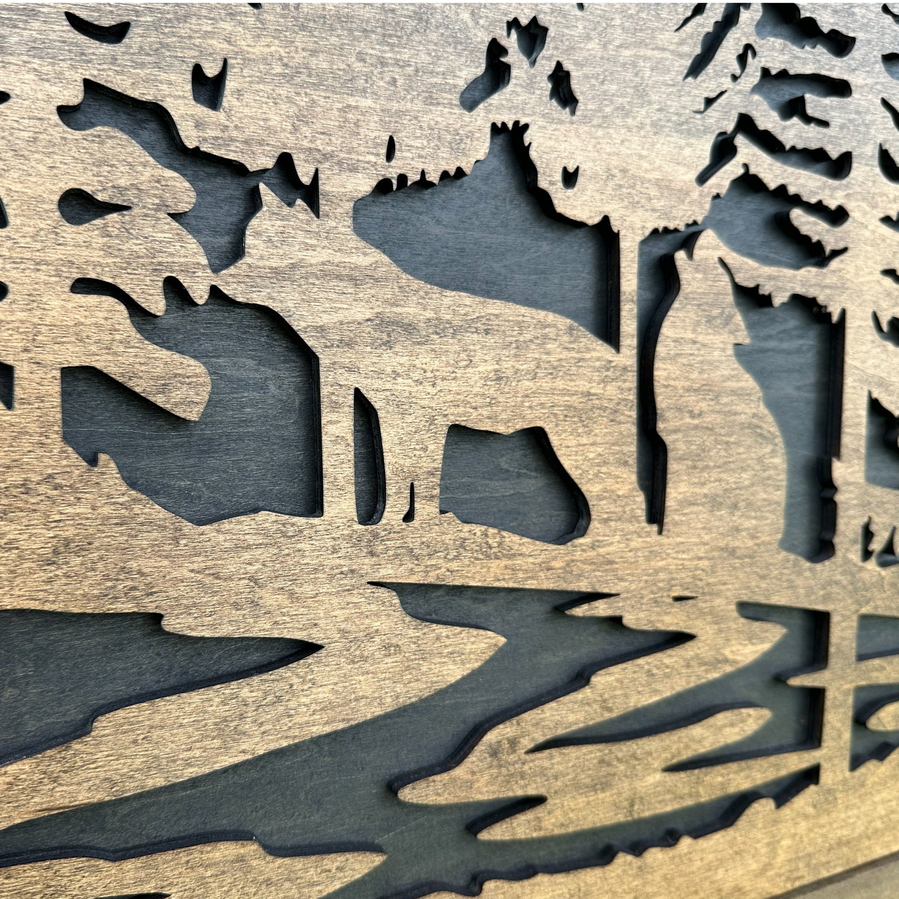Wolf Wall Art Gun Concealment Furniture - Handcrafted Wooden Gun Cabinets - Gun Shelf Hidden Storage for Rifles, Shotguns, & Handguns - Quick Access H by Bellewood Designs