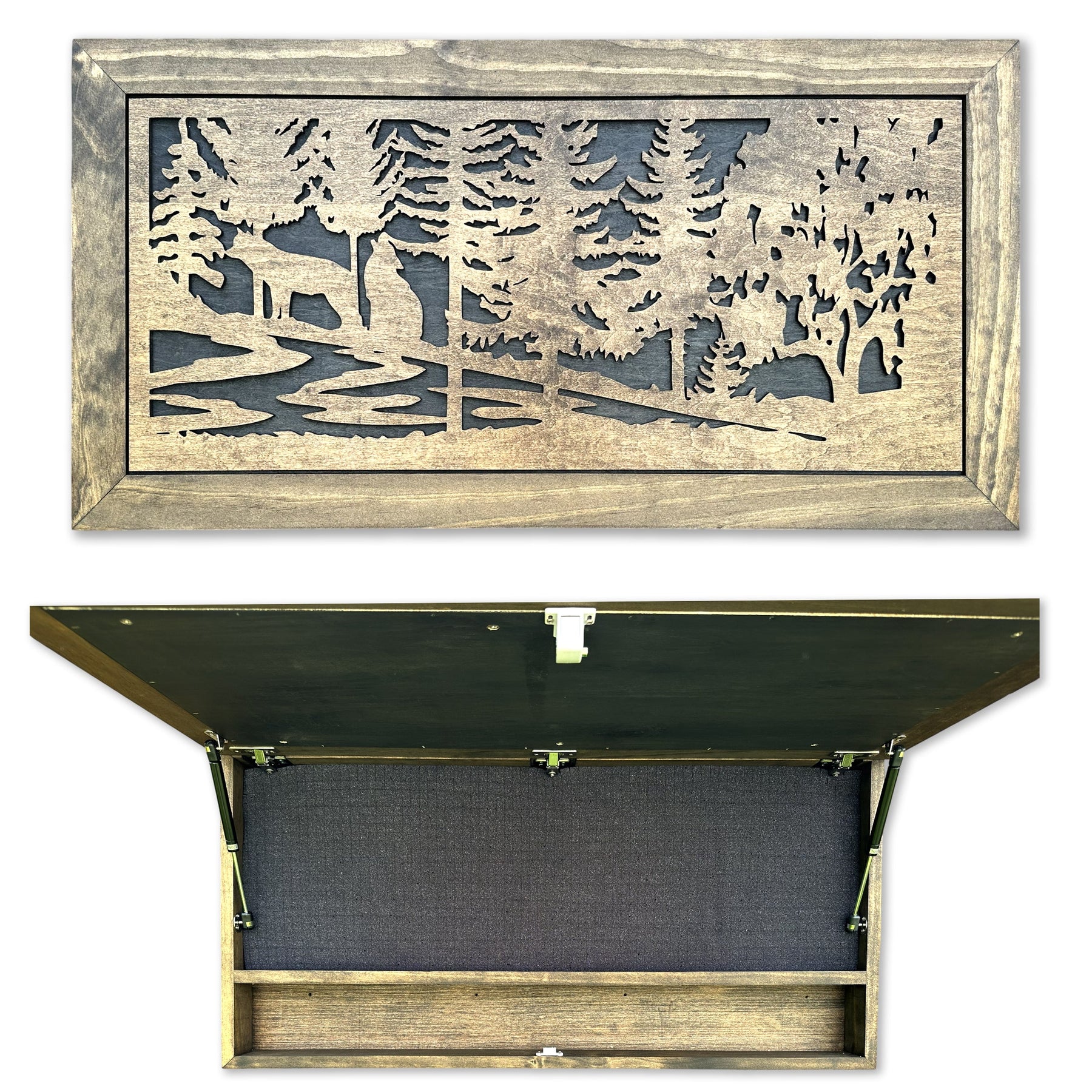 Wolf Wall Art Gun Concealment Furniture - Handcrafted Wooden Gun Cabinets - Gun Shelf Hidden Storage for Rifles, Shotguns, & Handguns - Quick Access H by Bellewood Designs