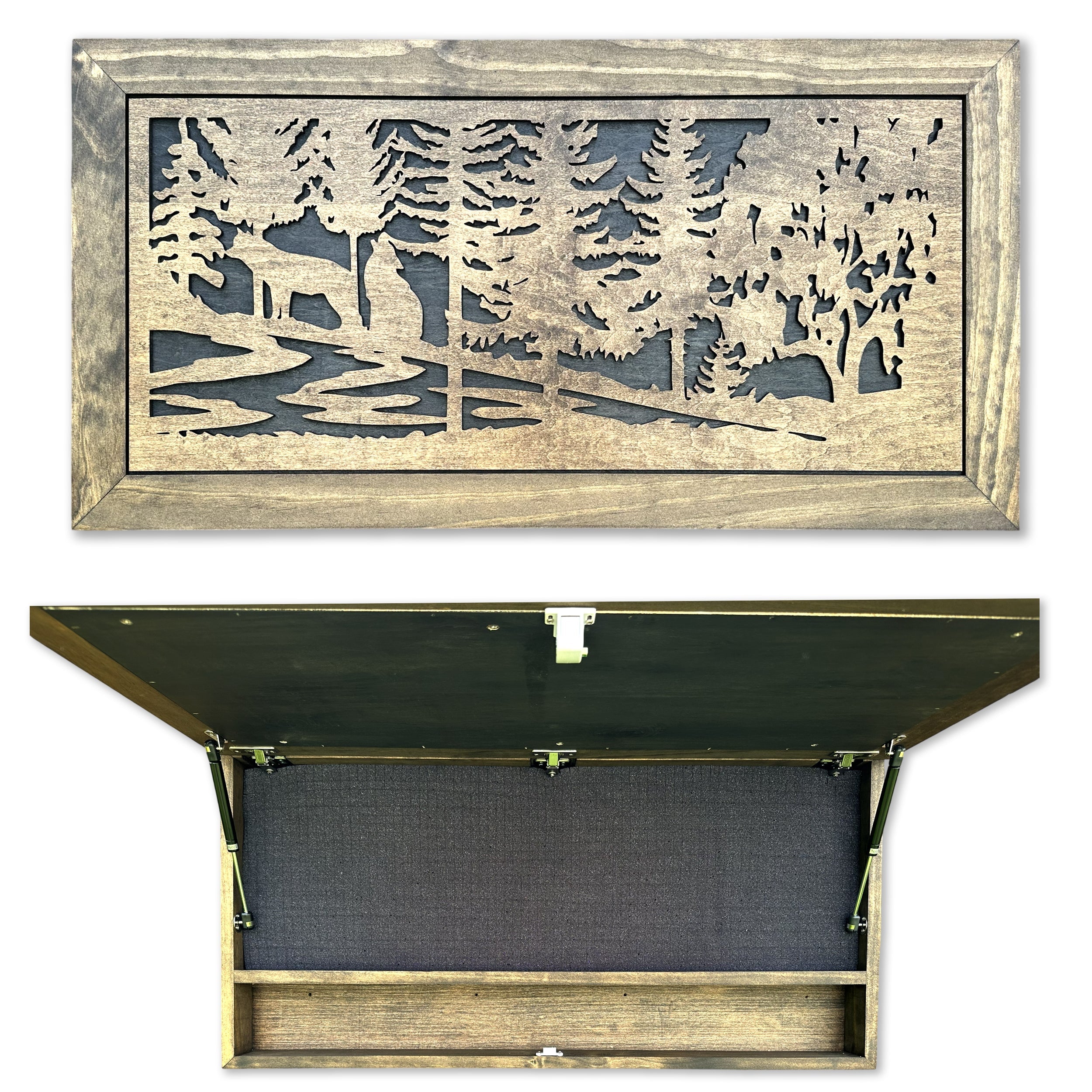 Wolf Wall Art Gun Concealment Furniture - Handcrafted Wooden Gun Cabinets - Gun Shelf Hidden Storage for Rifles, Shotguns, & Handguns - Quick Access H by Bellewood Designs