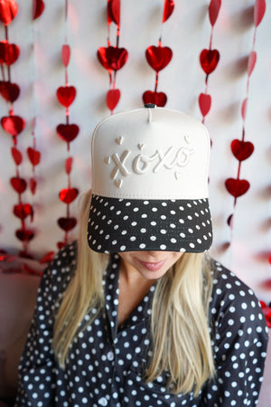 Xoxo - Black Polka Dot Vintage Trucker Hat by KenzKustomz, Southern lifestyle apparel detail photo 8