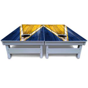 Yellow/Blue Triangle Cornhole Boards - All Weather Series by Cornhole Solutions, custom cornhole board detail photo 6