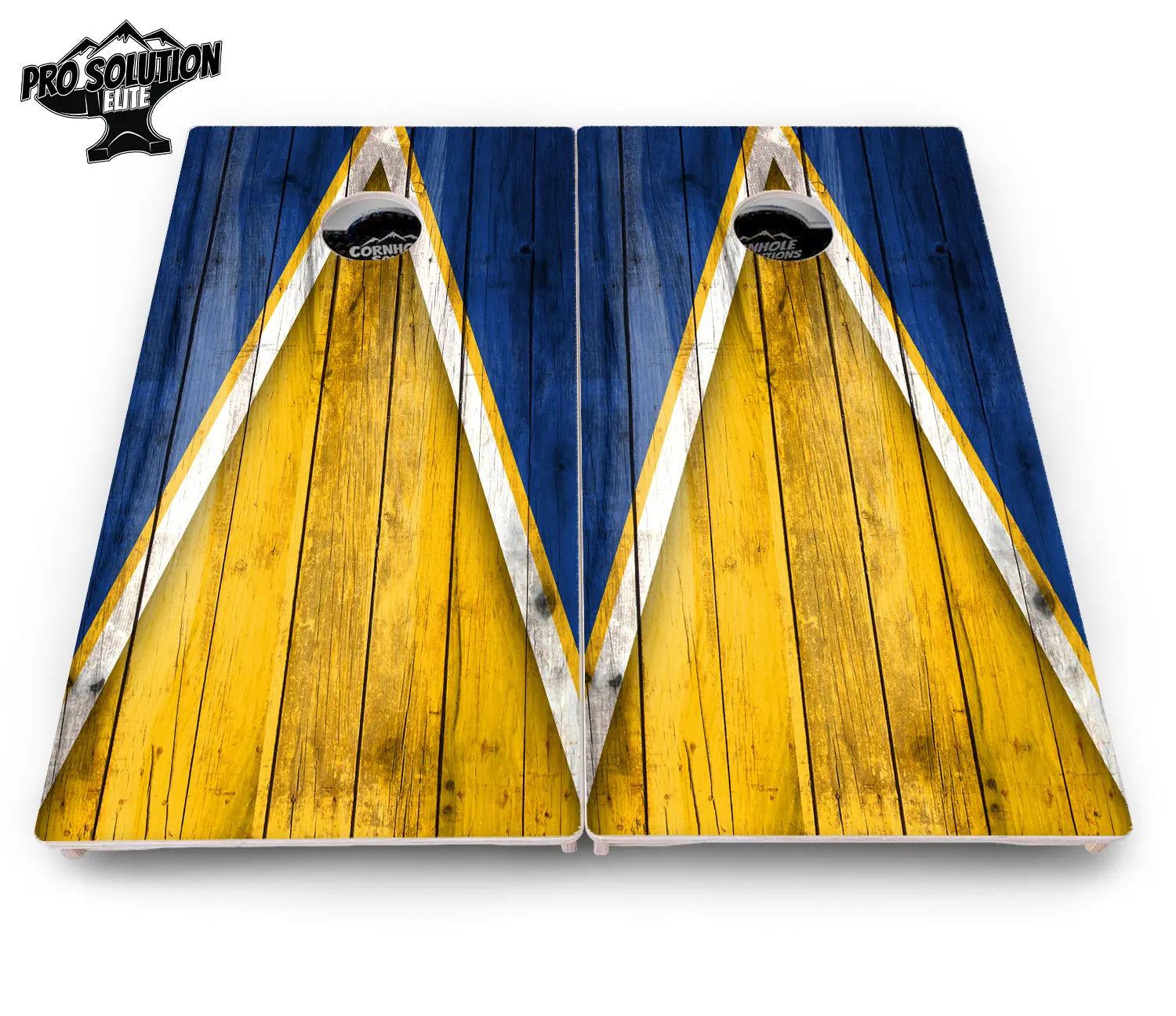 Yellow/Blue Triangle Cornhole Boards - Pro Solution Elite Series by Cornhole Solutions, custom cornhole board detail photo 3