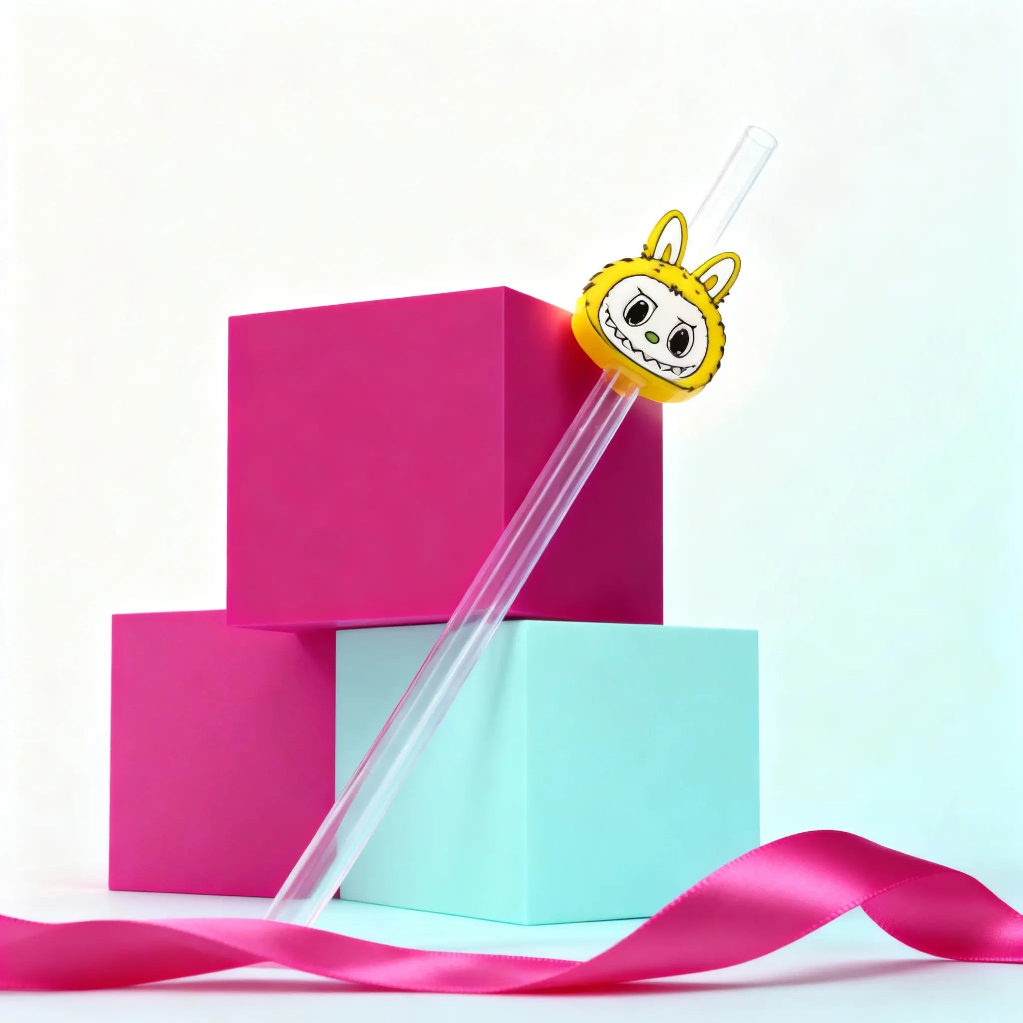Yellow Labubu Monster Straw Topper – 3D Printed by The Tween Space, paper gift detail photo 5