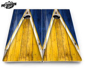 Yellow & Blue Triangle Cornhole Boards - Pro Solution Lite Series by Cornhole Solutions, custom cornhole board detail photo 4