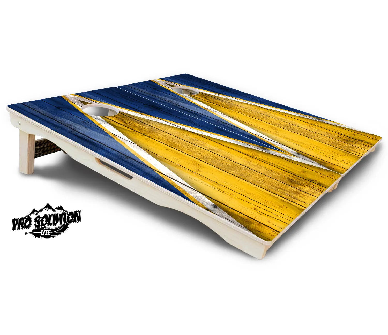 Yellow & Blue Triangle Cornhole Boards - Pro Solution Lite Series by Cornhole Solutions, custom cornhole board detail photo 5