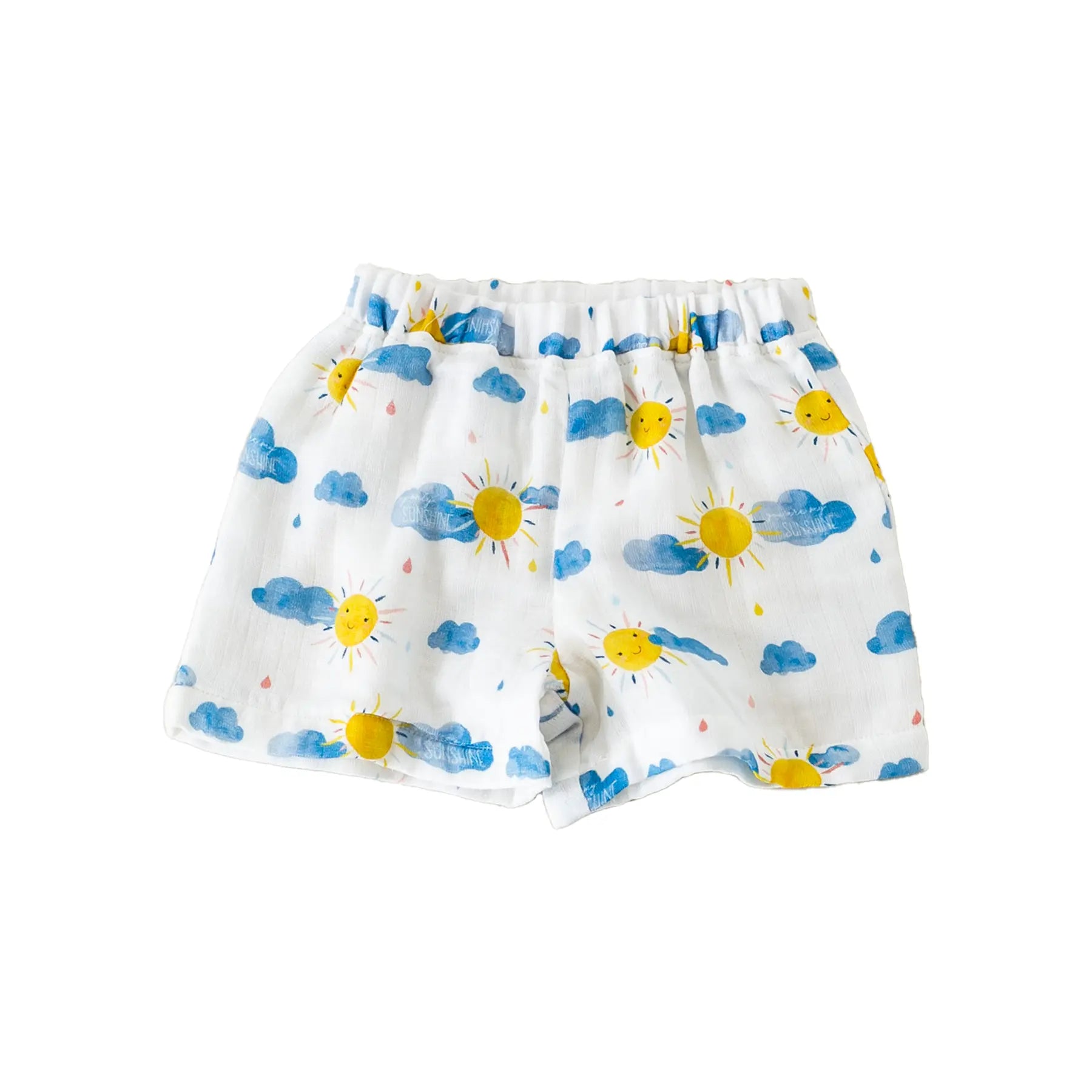 You Are My Sunshine Organic Muslin Shorts by Nola Tawk, children's boutique clothing main product photo