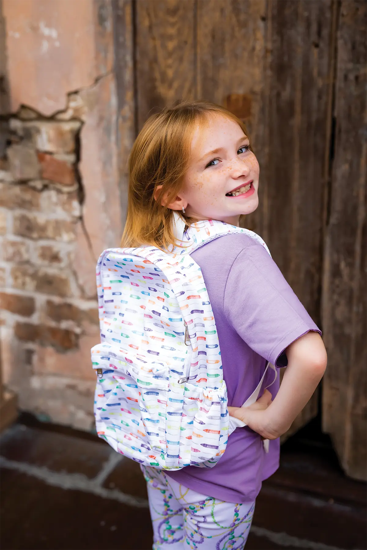 You Color My World Kid's Backpack by Nola Tawk, handmade leather goods detail photo 3