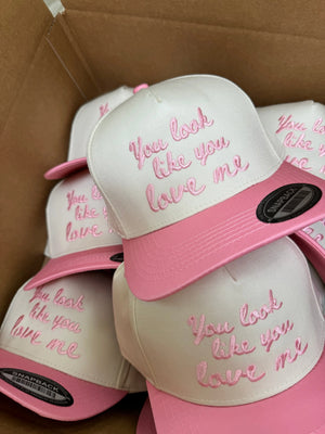 You Look Like You Love Me - Pink Vintage Trucker Hat by KenzKustomz, Southern lifestyle apparel detail photo 7