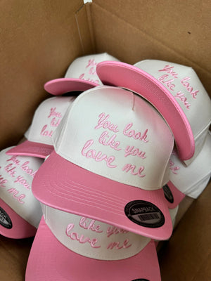 You Look Like You Love Me - Pink Vintage Trucker Hat by KenzKustomz, Southern lifestyle apparel detail photo 9